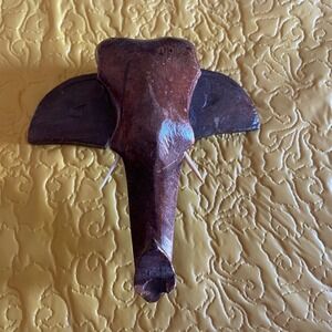 Konark hand carved vintage wood Elephant head tusk Wall Hanging India  Decor Art